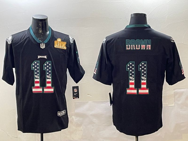 Men Philadelphia Eagles #11 Brown Black National Flag 2025 Nike Vapor Limited NFL Jersey style 5